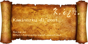 Kaminszky Ágost névjegykártya